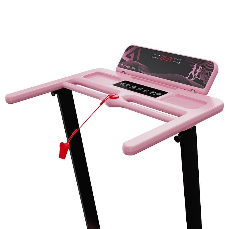 CITYSPORTS WP9 Folding Treadmill – 1400W Motor, 12 km/h, Incline up to 7.7% — Compact Home & Office Treadmill Pink